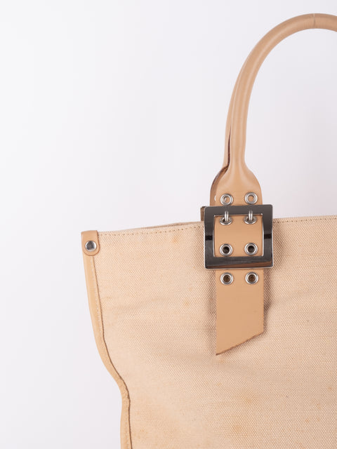 Burberry Vintage Beige Canvas Logo Tote Bag