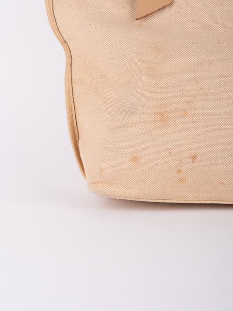Burberry Vintage Beige Canvas Logo Tote Bag