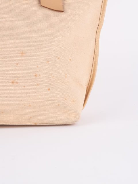 Burberry Vintage Beige Canvas Logo Tote Bag