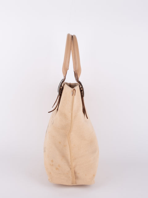 Burberry Vintage Beige Canvas Logo Tote Bag