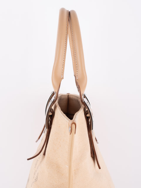 Burberry Vintage Beige Canvas Logo Tote Bag