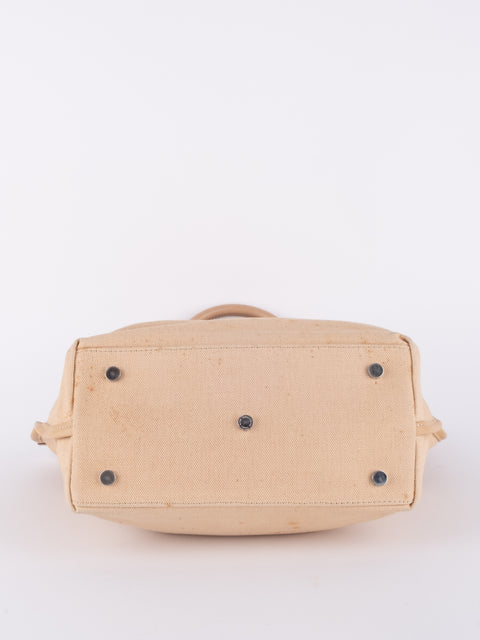 Burberry Vintage Beige Canvas Logo Tote Bag