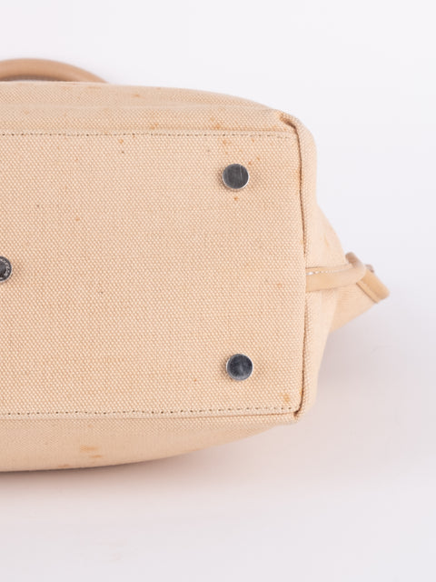 Burberry Vintage Beige Canvas Logo Tote Bag