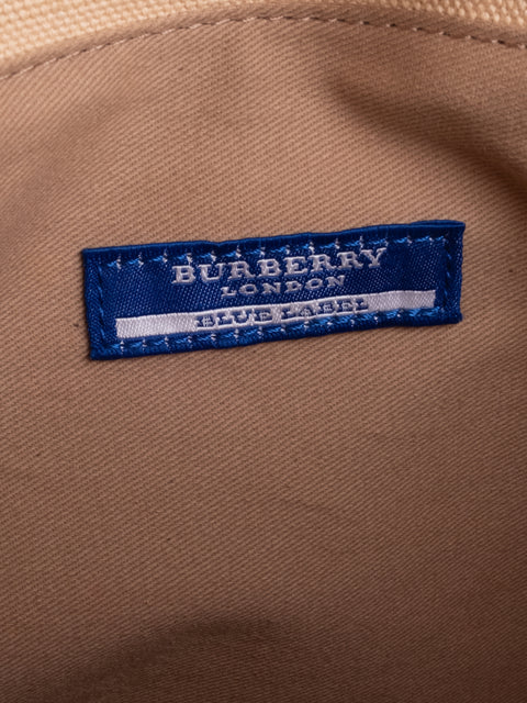 Burberry Vintage Beige Canvas Logo Tote Bag