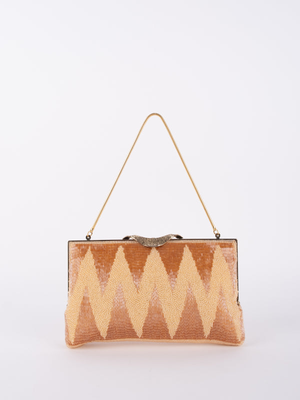 Vintage Chevron Beaded Clutch Bag