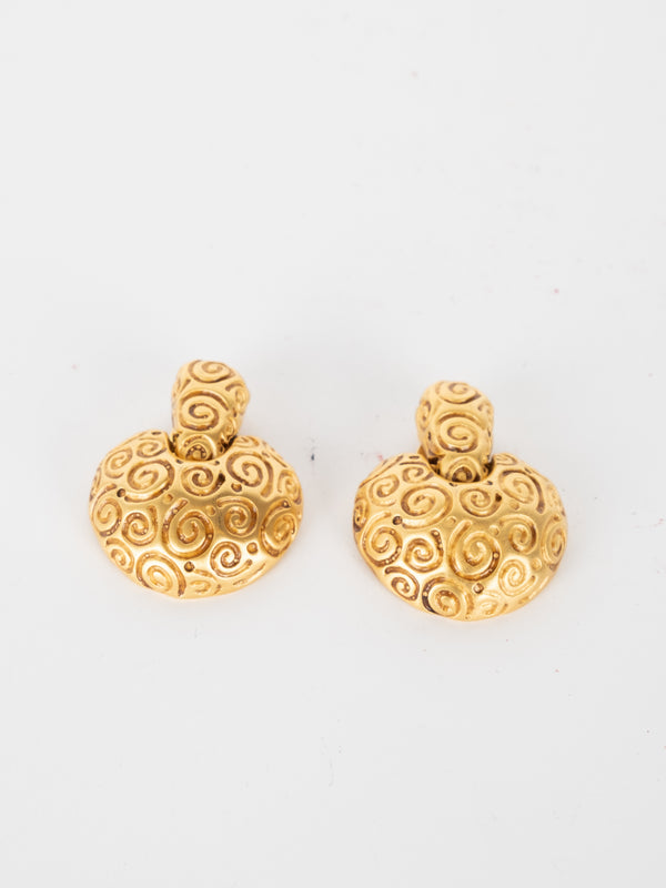 Givenchy Textured Round Clip Earrings Gold