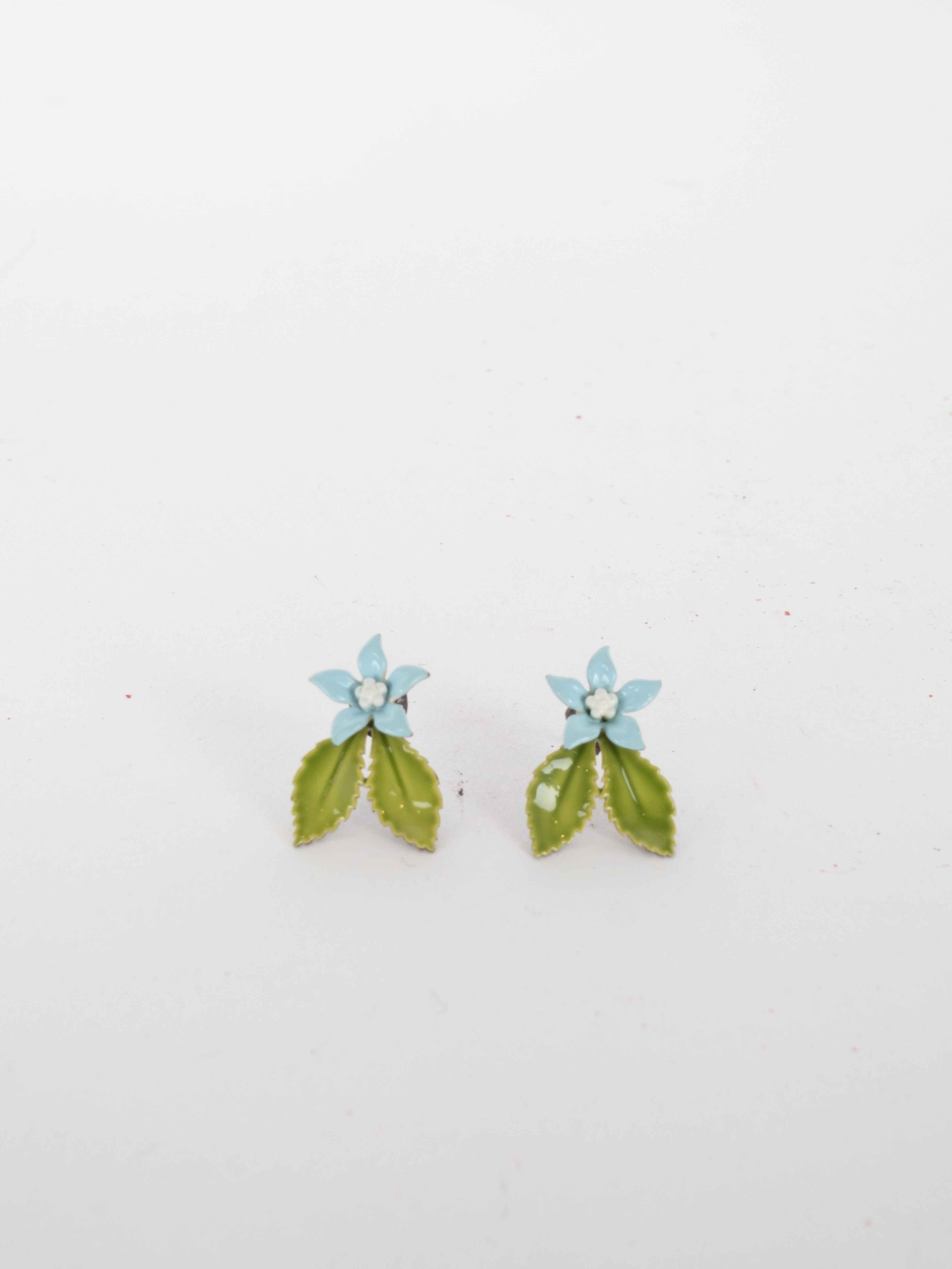 Vintage Floral Earrings Blue Green