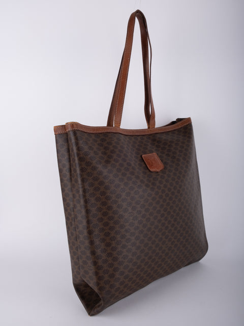 Celine Macadam Vintage Brown Tote Bag