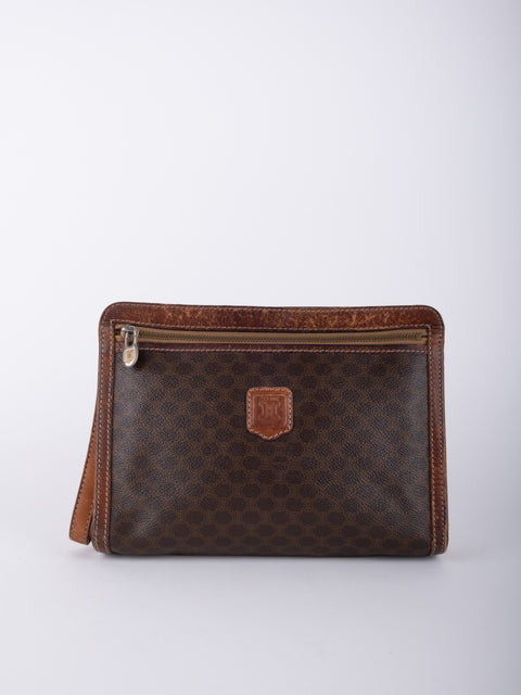 Celine Macadam Vintage Brown Zip Clutch