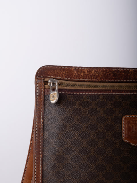 Celine Macadam Vintage Brown Zip Clutch