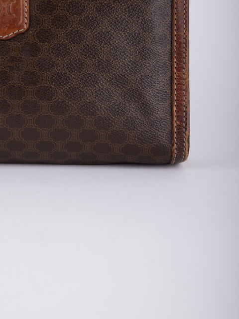 Celine Macadam Vintage Brown Zip Clutch