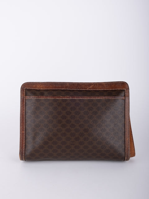 Celine Macadam Vintage Brown Zip Clutch