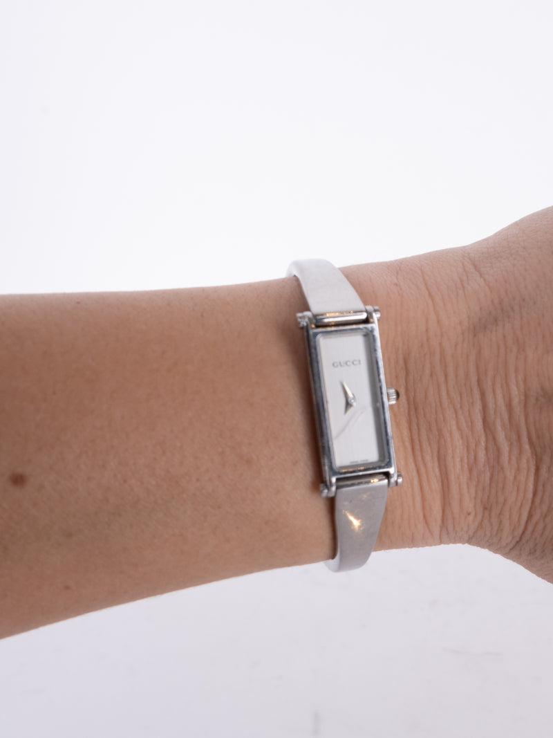 GUCCI Rectangular Bracelet Watch Silver