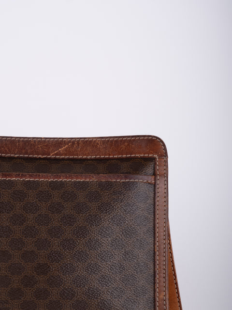 Celine Macadam Vintage Brown Zip Clutch
