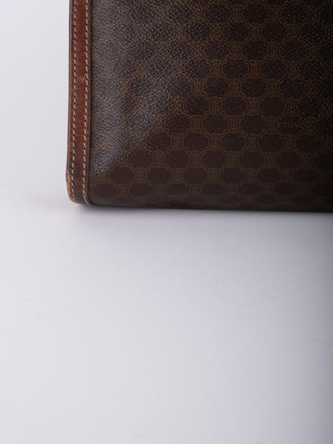 Celine Macadam Vintage Brown Zip Clutch