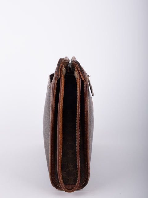 Celine Macadam Vintage Brown Zip Clutch
