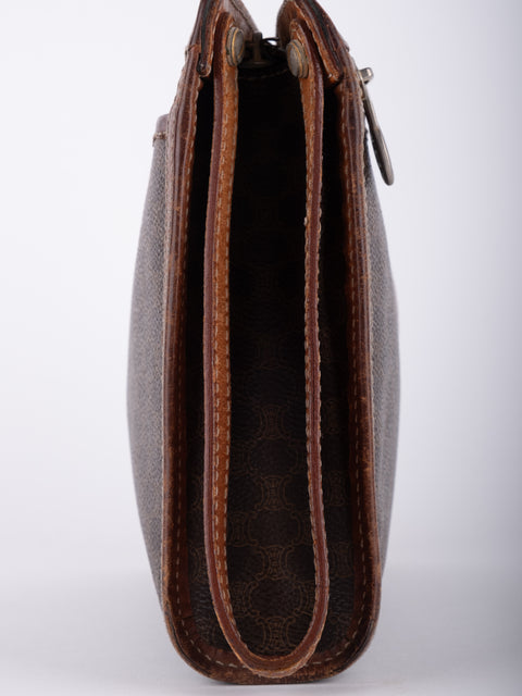 Celine Macadam Vintage Brown Zip Clutch
