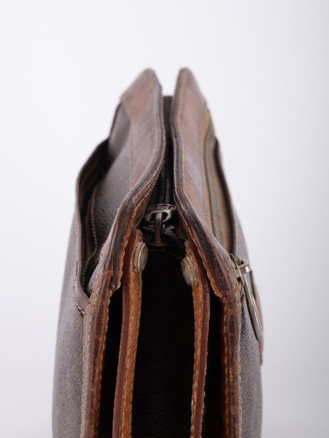 Celine Macadam Vintage Brown Zip Clutch
