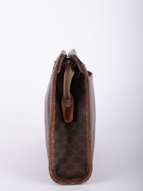 Celine Macadam Vintage Brown Zip Clutch