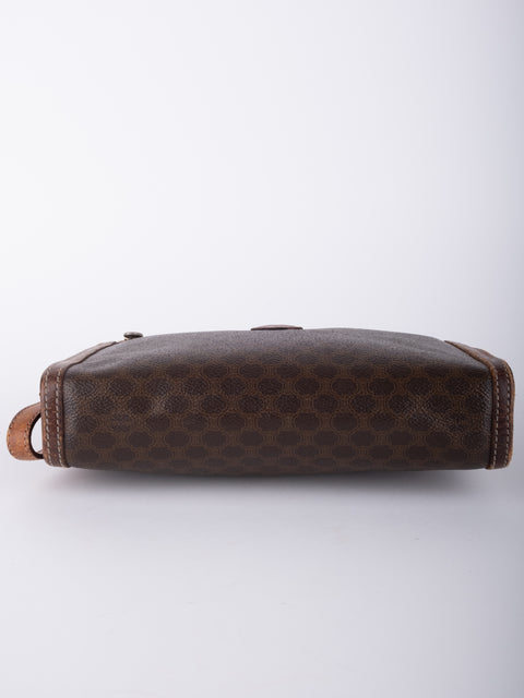 Celine Macadam Vintage Brown Zip Clutch