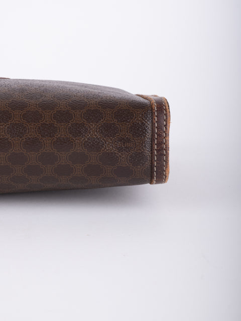 Celine Macadam Vintage Brown Zip Clutch