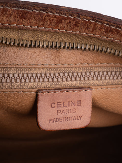 Celine Macadam Vintage Brown Zip Clutch