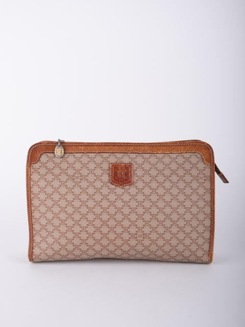 Celine Macadam Vintage Beige Zip Clutch