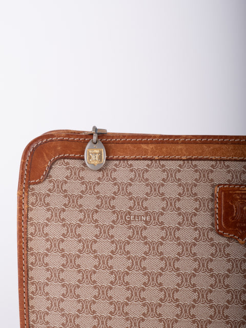Celine Macadam Vintage Beige Zip Clutch