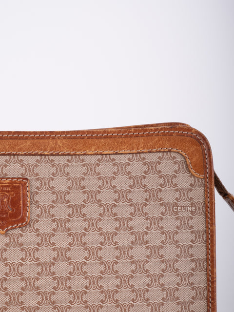 Celine Macadam Vintage Beige Zip Clutch
