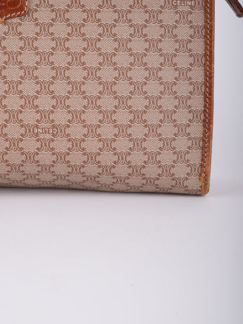 Celine Macadam Vintage Beige Zip Clutch