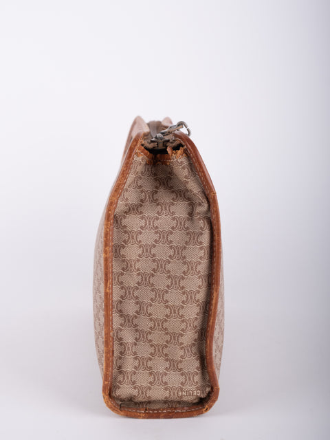 Celine Macadam Vintage Beige Zip Clutch