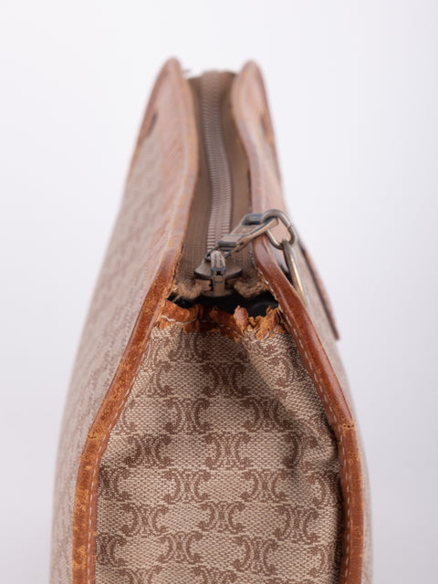 Celine Macadam Vintage Beige Zip Clutch