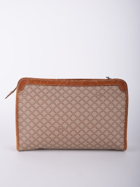 Celine Macadam Vintage Beige Zip Clutch