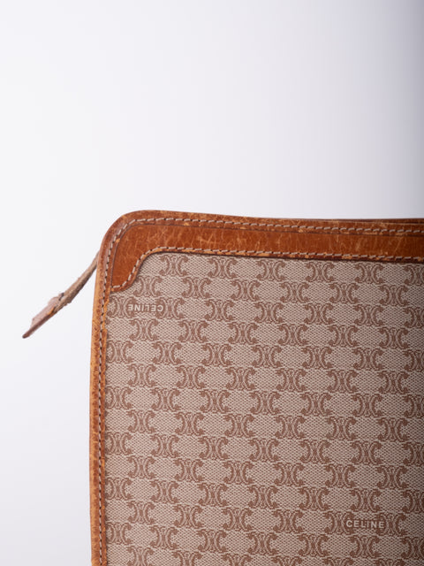 Celine Macadam Vintage Beige Zip Clutch