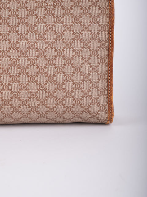 Celine Macadam Vintage Beige Zip Clutch
