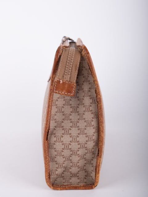 Celine Macadam Vintage Beige Zip Clutch