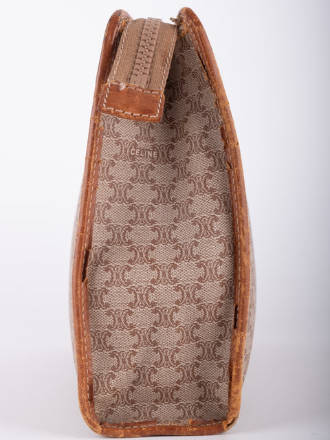 Celine Macadam Vintage Beige Zip Clutch