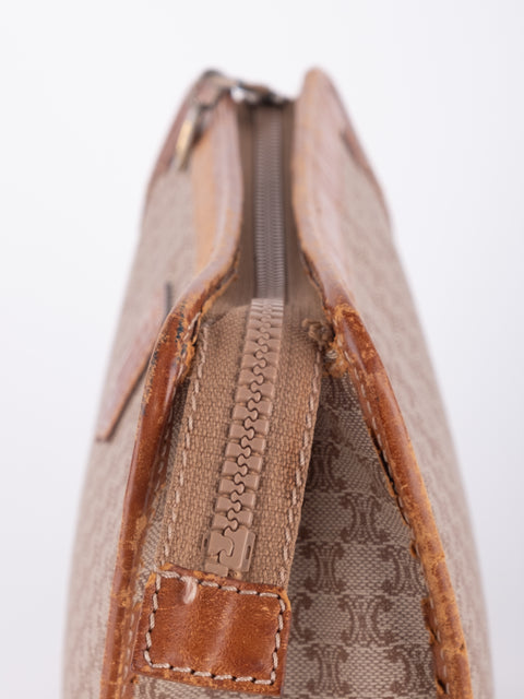 Celine Macadam Vintage Beige Zip Clutch