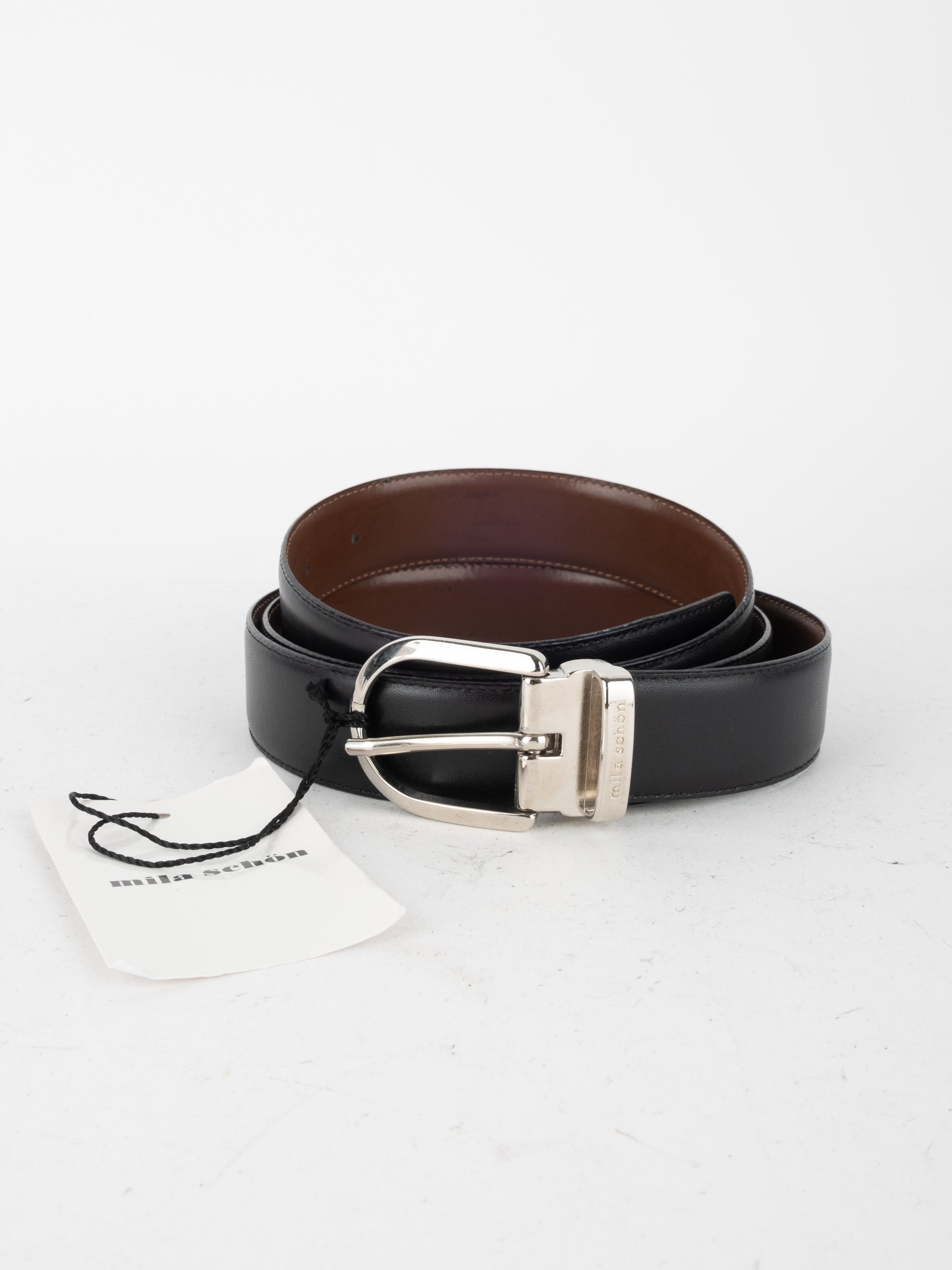 MILA SCHÖN Leather Belt Black Brown