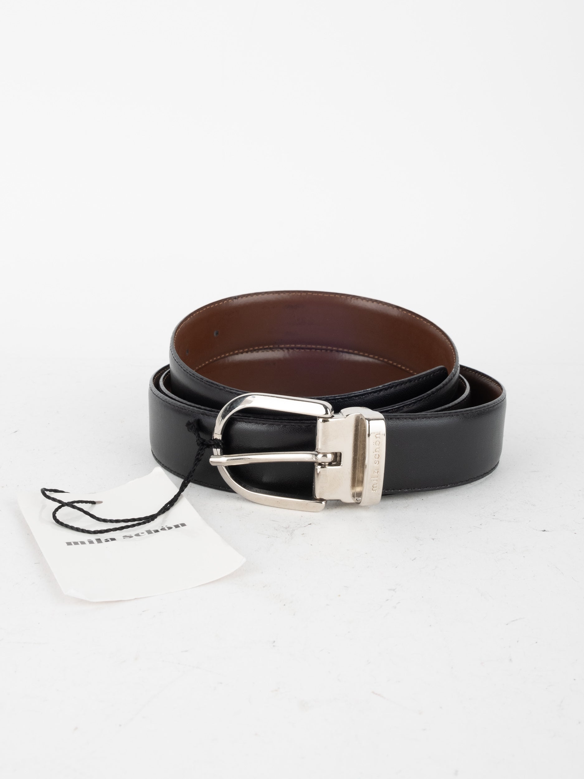 MILA SCHÖN Leather Belt Black Brown