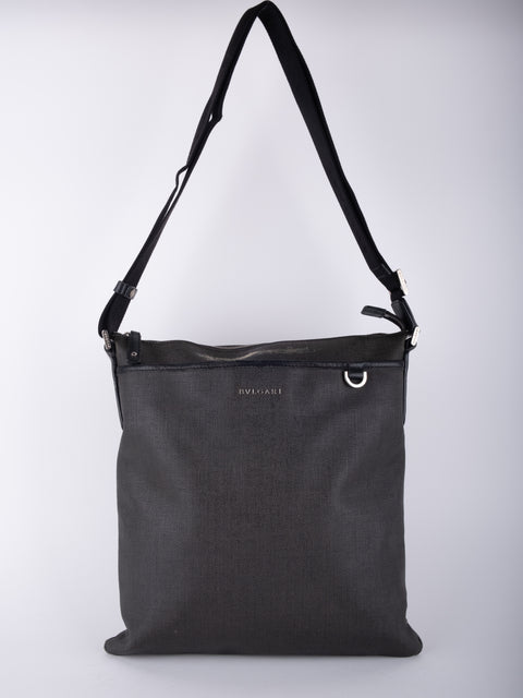 Bvlgari Vintage Black Leather Shoulder Bag