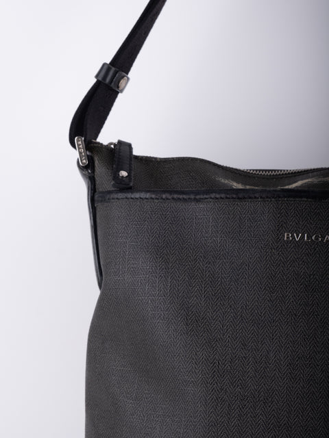 Bvlgari Vintage Black Leather Shoulder Bag