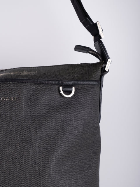 Bvlgari Vintage Black Leather Shoulder Bag