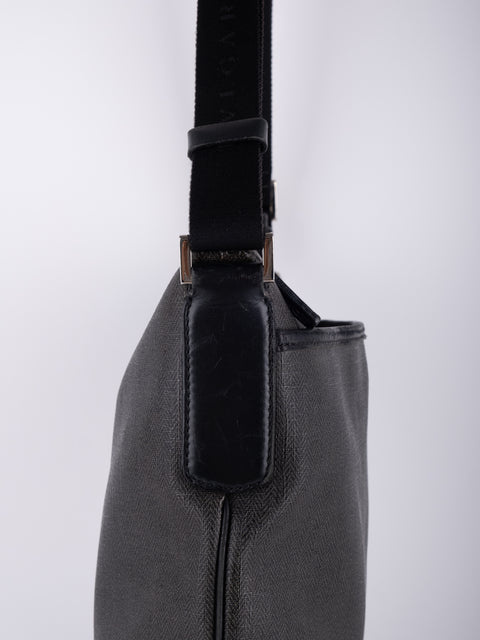 Bvlgari Vintage Black Leather Shoulder Bag
