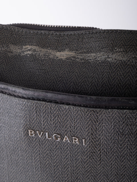 Bvlgari Vintage Black Leather Shoulder Bag