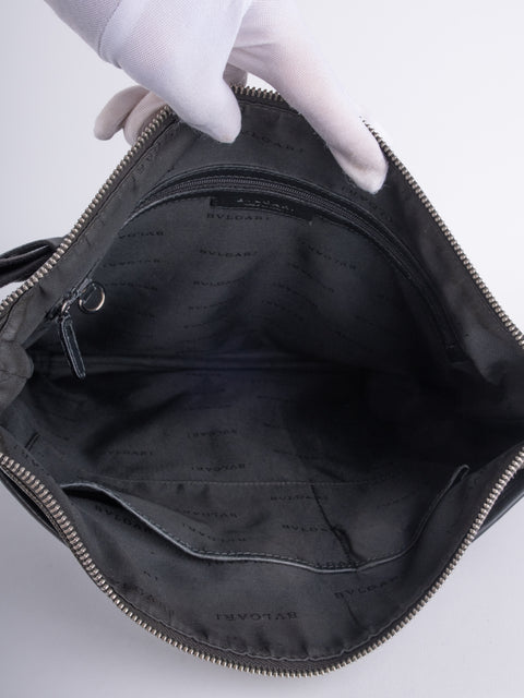 Bvlgari Vintage Black Leather Shoulder Bag