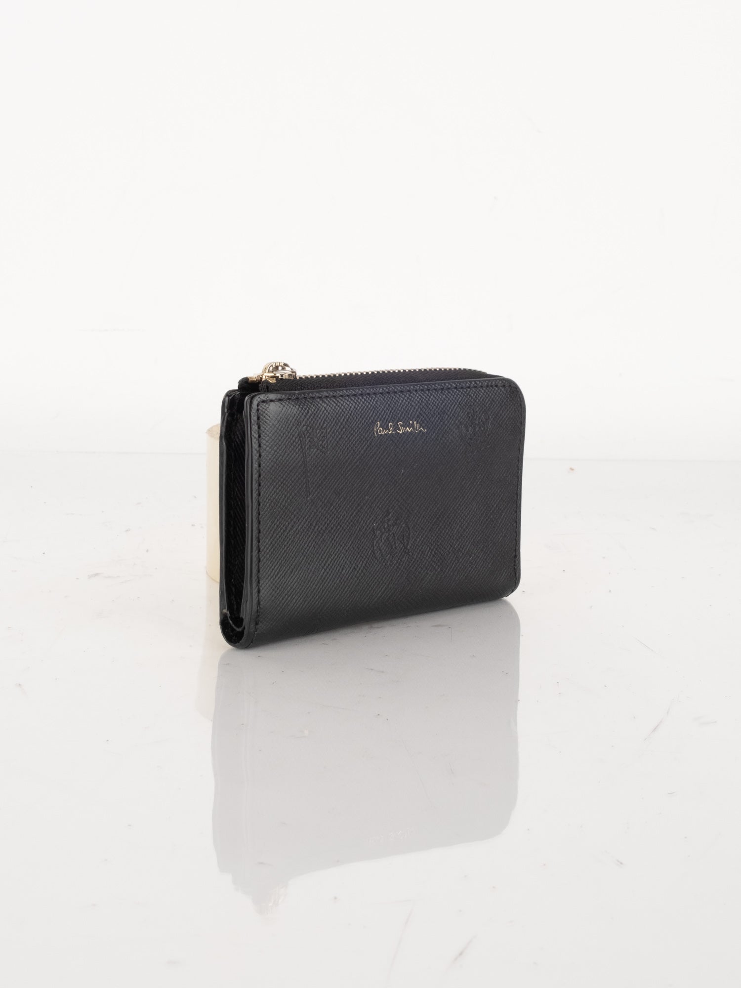 Black Leather Zip Card Holder