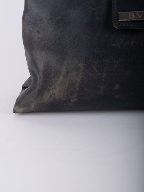 Bvlgari Vintage Black Leather Tote Bag