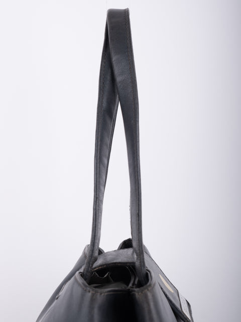 Bvlgari Vintage Black Leather Tote Bag