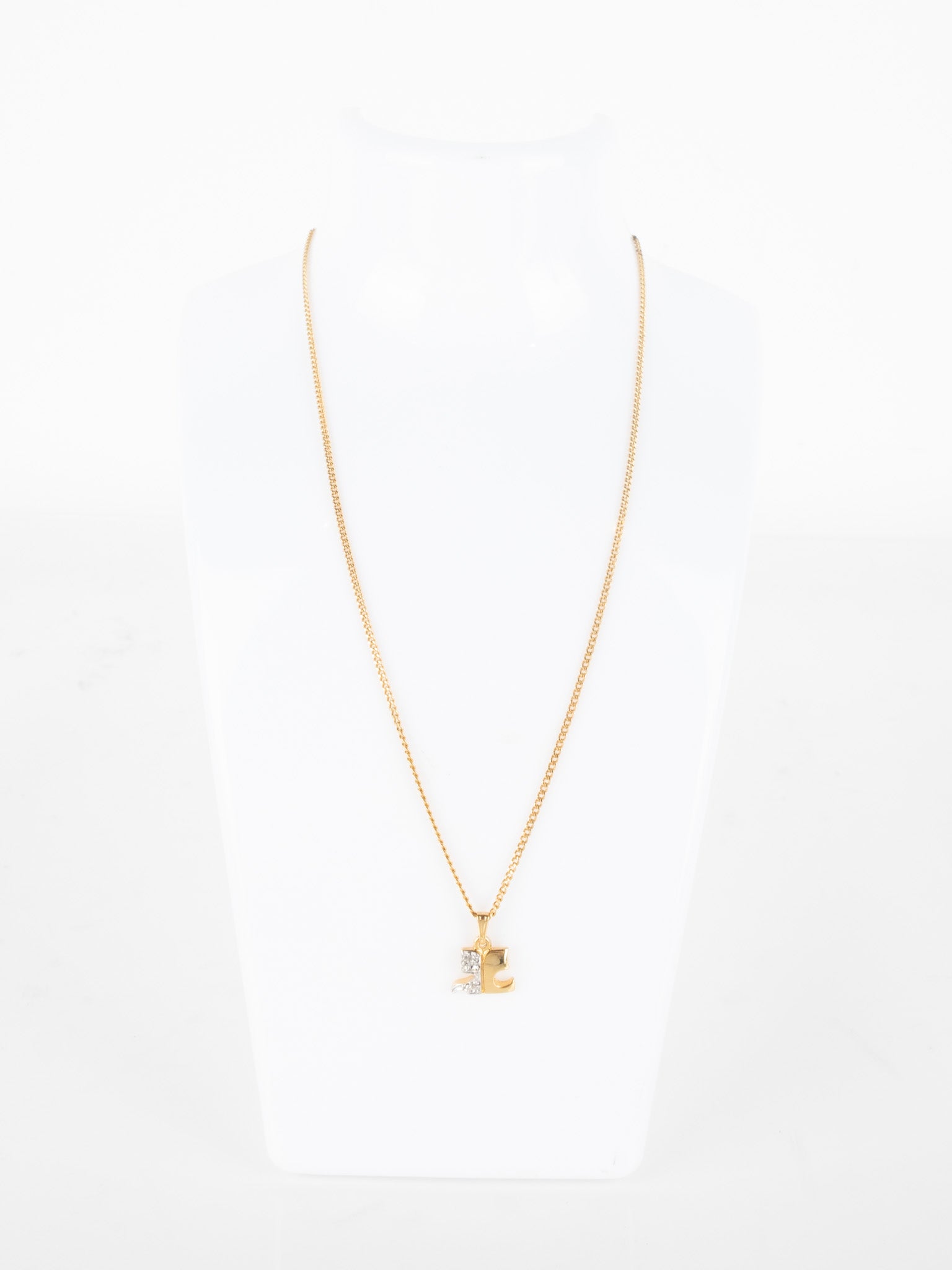 Courrèges Vintage Gold Logo Pendant Necklace